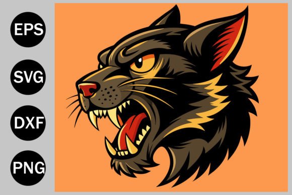 Angry Black Cat Graphics for Creative Handmade Projects
