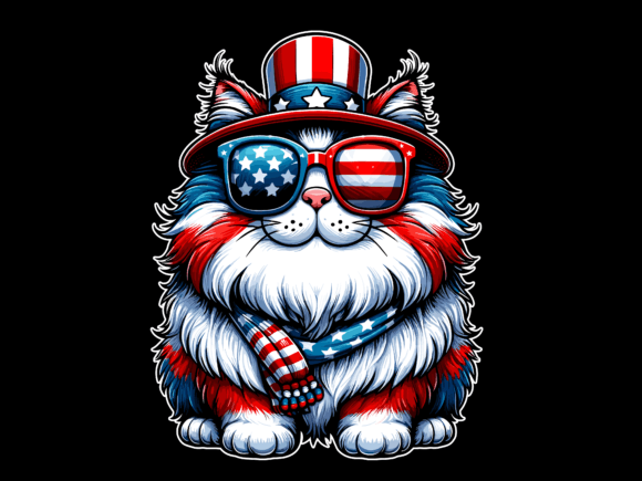 Cat 4th of July Vector T-Shirt Design: A Festive Graphics Asset