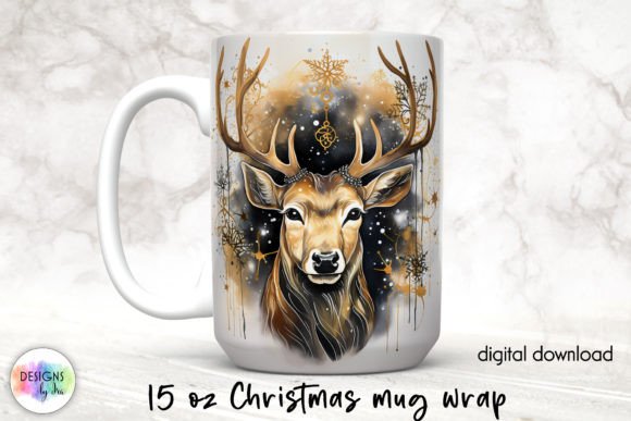 Christmas Deer Mug Wrap: A Festive Graphics Asset for Crafts