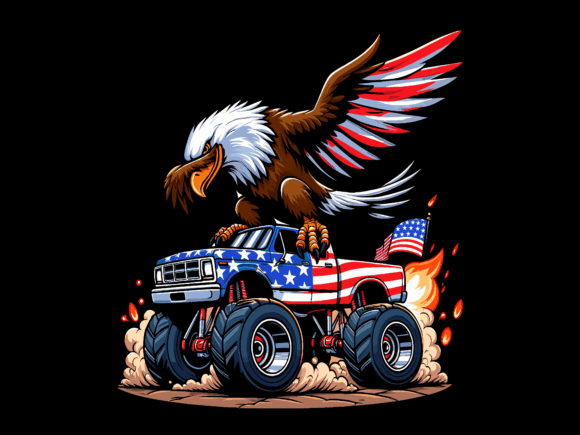 Dabbing Eagle Riding Monster Truck Design