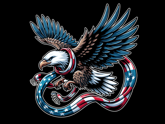 Eagle Flying with American Flag: A Versatile Graphics Asset for T-Shirt Designs