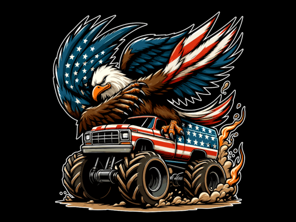 Eagle Riding Monster Truck 4th of July: A Bold T-Shirt Design for Creative Graphics