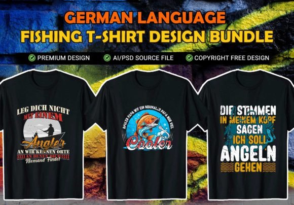 German Fishing Vector T-Shirt Design for Modern Graphics