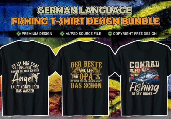 German Fishing Vector Typography Design for T-Shirt Graphics