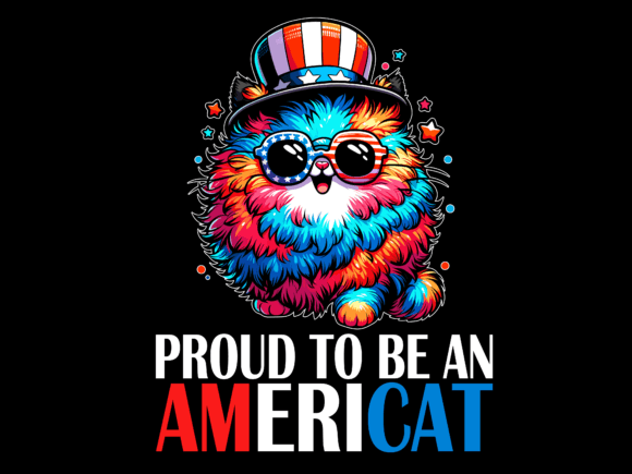 Proud to Be an Americat Cat 4th of July T-Shirt Designs