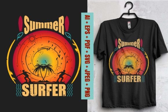 Summer Surfer T-Shirt Design: A Versatile Graphic Asset