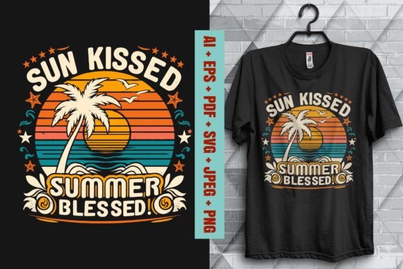 Sun Kissed Summer Blessed T-Shirt Design: A Versatile Graphic Asset