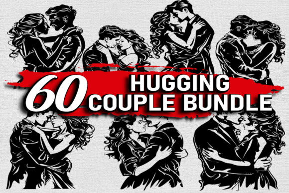 Warm and Intimate Hugging Couple Bundle for Crafts and Graphics